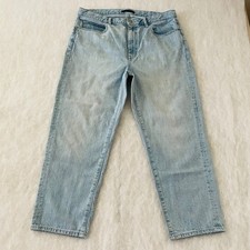 Uniqlo Womens Denim Blue High Rise Light Wash Streetwear Straight Jeans Size 32
