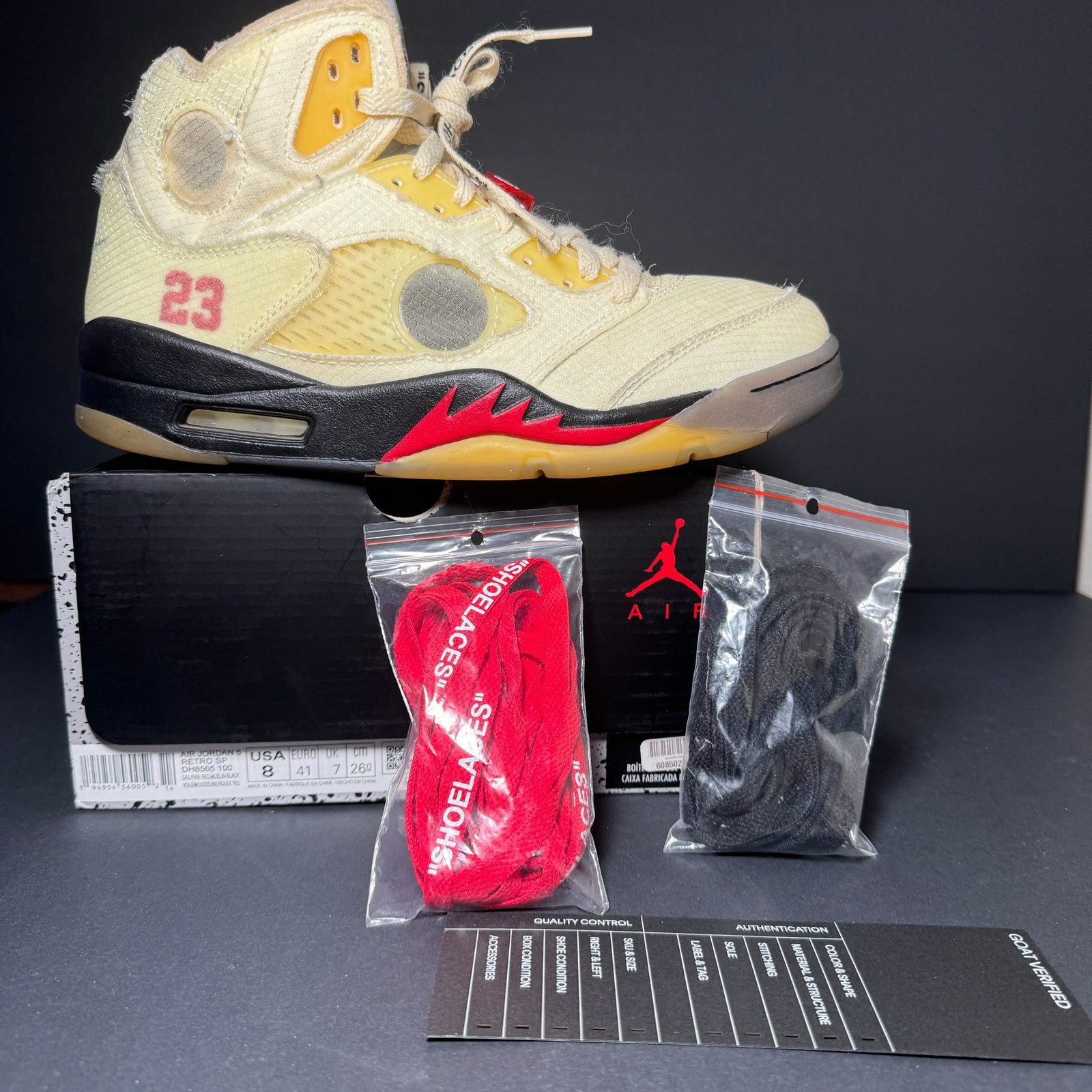 Off-White x Nike Air Jordan 5 SP Sail Men's Shoes Size 8 - Fast Shipping
