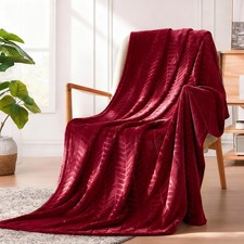 Soft Flannel Fleece Throw Blanket 50x70 Inches Burgundy Lightweight Winter Bl...