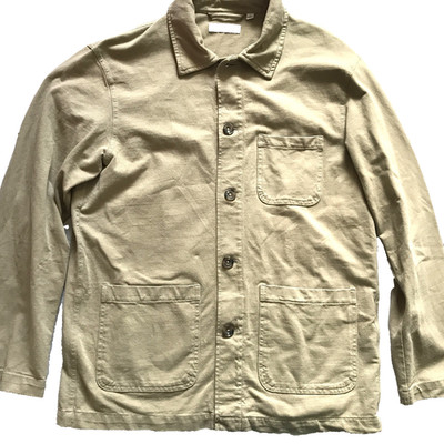 UNIQLO JAPAN L/S COTTON  OVERSHIRT JACKET KHAKI BEIGE LARGE SIZE