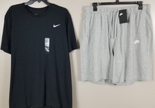 NIKE SWOOSH OUTFIT SHIRT SHORTS SET GYM WORKOUT BLACK GREY NEW SIZE XL