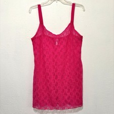 Y2K BTemptd Sheer Fairy Pink Lace Camisole Large Tank Top Vintage Cottage Indie