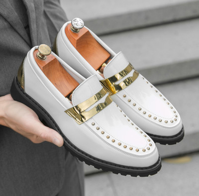 Mens Round Toe Slip On Formal Studded Rivet Business Fashion Casual Shoes Hot