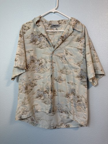 Billabong, Vintage Billabong USA Men’s M Asian Landscape Print Hawaiian Camp Shirt