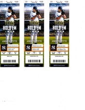 RARE 3 NEW YORK YANKEE BASEBALL TICKETS 2015 WITH ANDY PETTITTE TEXAS HOLDEM