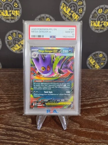 2025 POKEMON PFL EN-PHANTASMAL FLAMES #056 MEGA GENGAR EX PSA 10