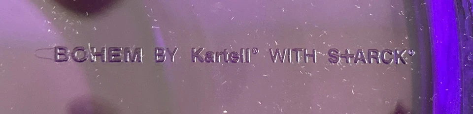 La Boheme By Kartell w/ Starck - Purple Acrylic Stool Vase End Table 18" Height - Image 4 of 4