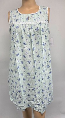 3X   NWT Croft & Barrow Cotton Blend Sleeveless Knit Nightgown Mint Butterfly