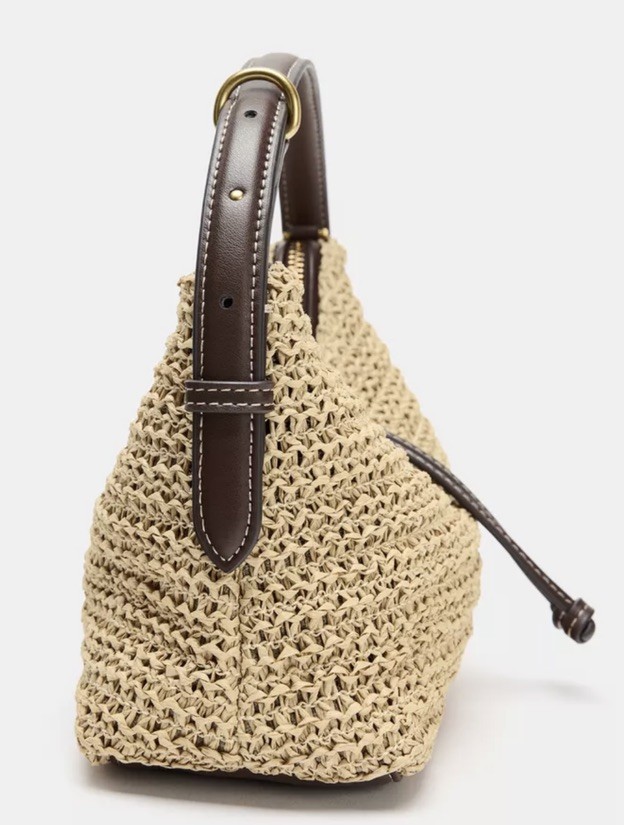 ZARA  バスケットバッグ Zara woven bucket bag adjustable handle removable strap metal zip