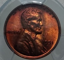 1951-d Lincoln Cent Pcgs Ms64rb Cool Toning 1951-d Lincoln Cent Pcgs Ms64rb Cool Toning