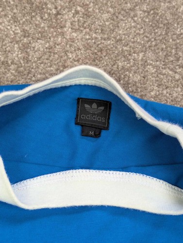 Adidas Originals Retro Blue T-Shirt Size M Trefoil Logo 3-Stripes Vintage - Picture 3 of 8