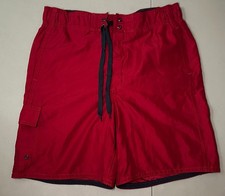 BREAKWATER Men's Size Small Swim Trunks Red Mesh Lined Shorts Pockets Drawstring