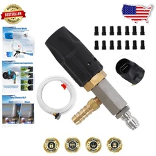 Pressure Washer Injector Kit - Brass Stainless Steel Adjustable Nozzle 1/4" Q...