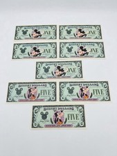 Vintage Disney Dollars 1987 1988 Mickey Mouse Goofy Currency Notes Set of 8