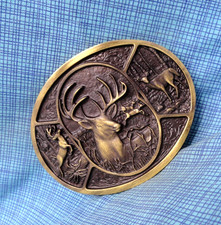 Deer Buck Stag Belt Buckle Hunter Sportsman Cowboy Rifle Sights Vtg 90s .GMP392