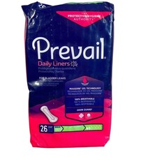 Prevail NWT Incontinence Liners Bladder Leaks Regular Light Absorbency 26 Count