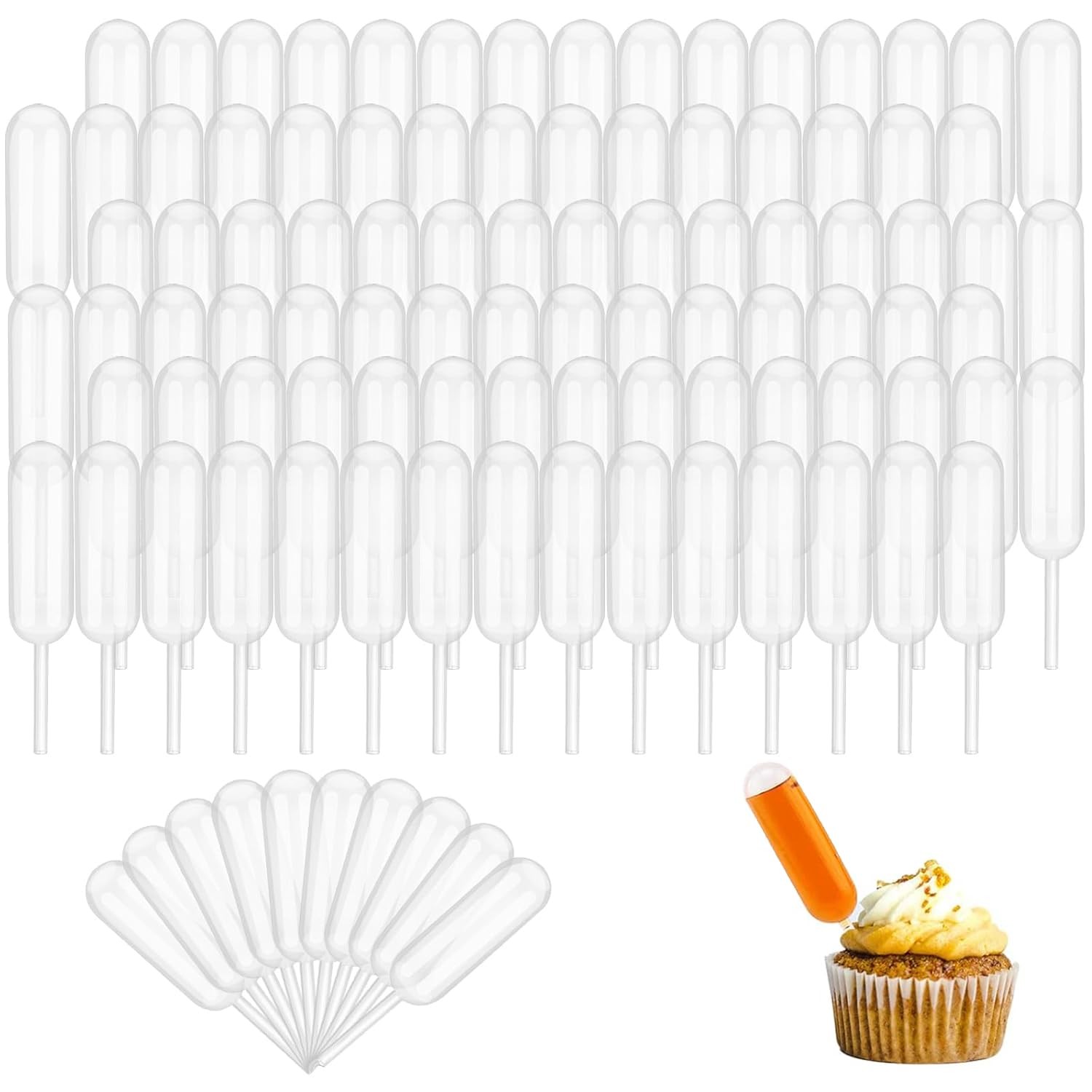 Pipette cuisine pour verrines et décors de macarons transparent en plastique