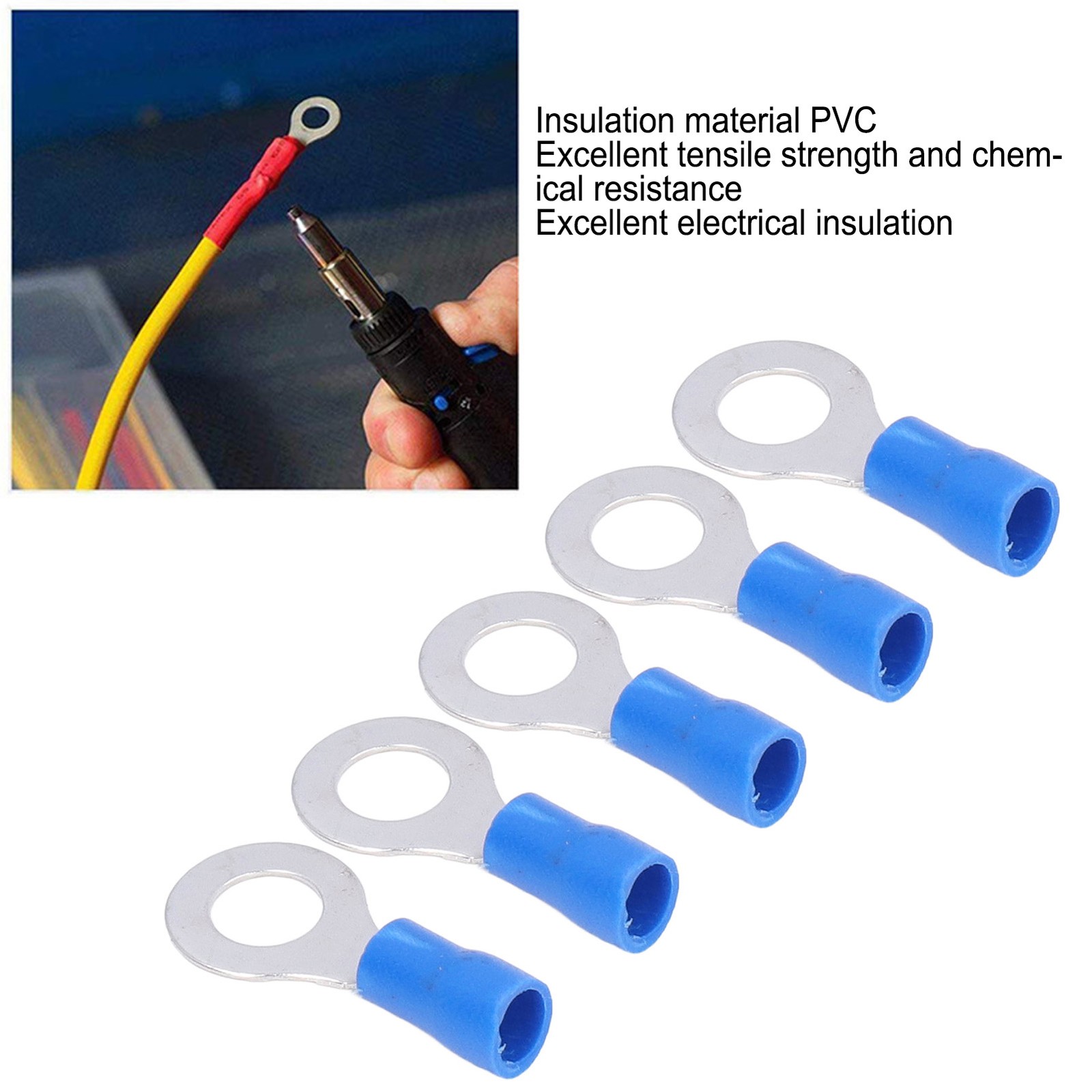 Pre Insulated Terminal 100Pcs Rings Copper Crimp Terminals For Transportation.