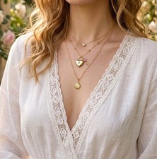  18k gold Ladies Necklace Sealed Locket And Key Ruby Crystal Chain 45 -50 cm