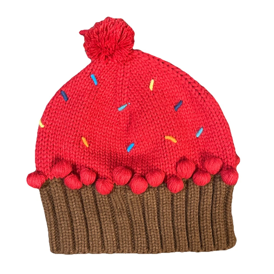 Gorro para mujer Cupcake tejido ganchillo sombrero rojo cereza talla única nuevo con etiquetas Neff Foto 4 de 4