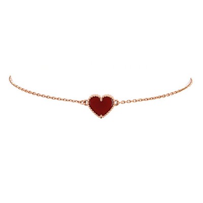 Van Cleef & Arpels Sweet Alhambra Heart Bracelet 18K Rose Gold with Carnelian