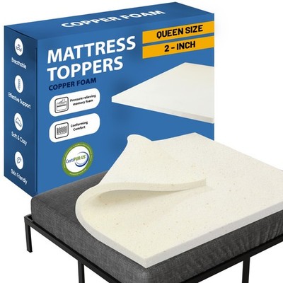 Continental Sleep, 2-Inch Copper-Infused Memory Foam Mattress Toppers