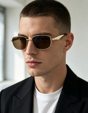 PRADA PRD51S Metal Sunglasses Gold Frame Unisex 55-18-140
