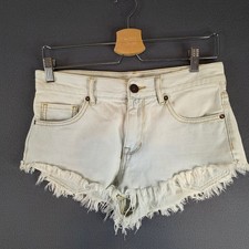 Bullhead Denim Co High Rise Shorts Womens Size 5 Light Wash Frayed Raw Hem Blue