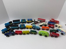 LOT 25 Wood Trains Vehicles Cars Trucks Various Brio Thomas KidKraft Track Style