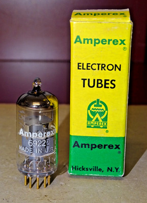 Amperex Type 6922 Radio/Audio Tube, Gold Pins, PQ, NOS
