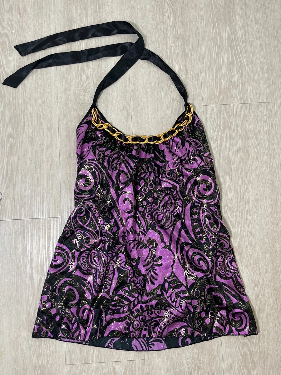 Charlotte Russe Floral Halter Top A-Line Dress Blue and Pink
