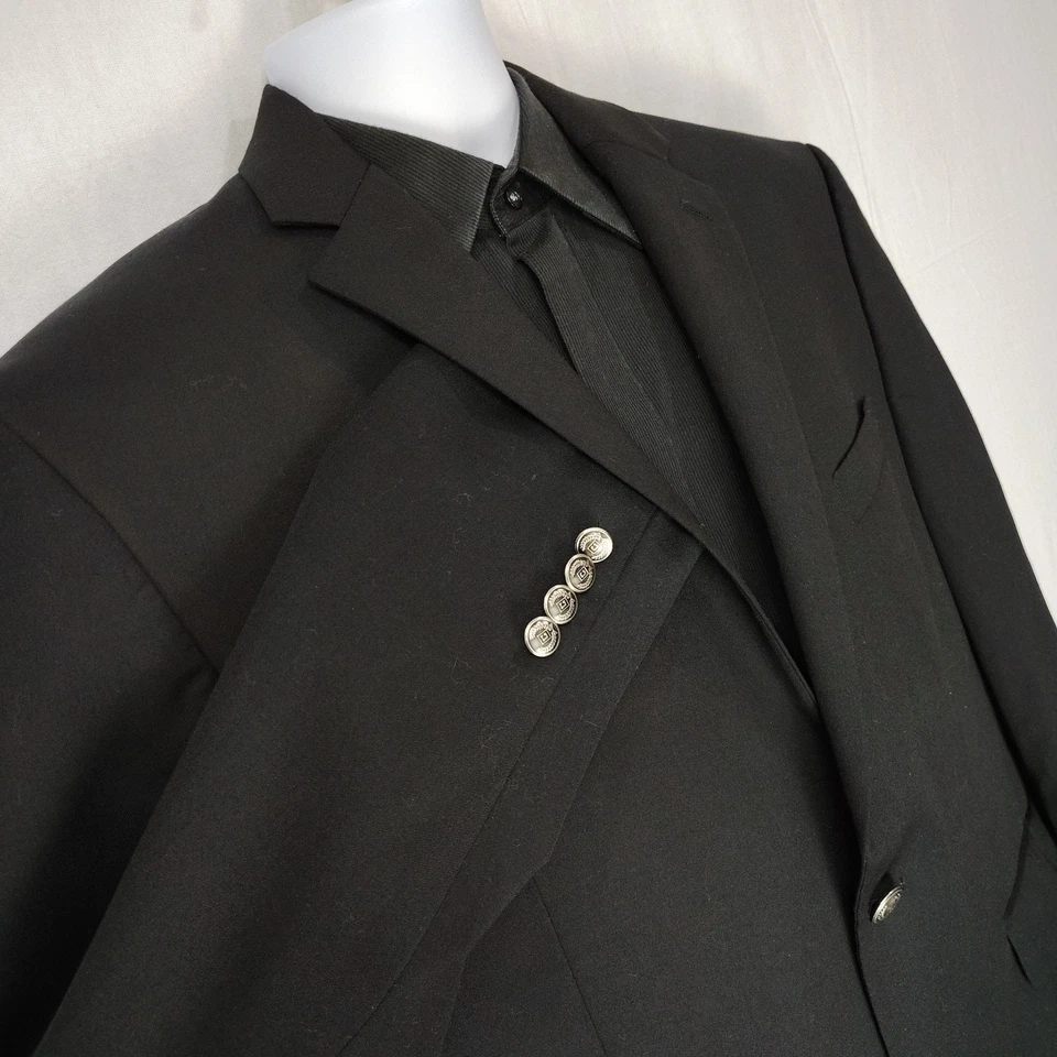 Blazer Chaps Ralph Lauren Sarga Mezcla Lana Botones Plateados 44S Chaqueta de Cena Foto 4 de 4