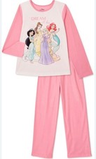 Disney Princess Girls 2pc Pajama Set Size 7/8  Fleece Elastic Waist Straight