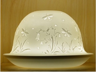 Nordic Lights Schablone Blume weiß Porzellan Teelichthalter Einheitsgröße, 