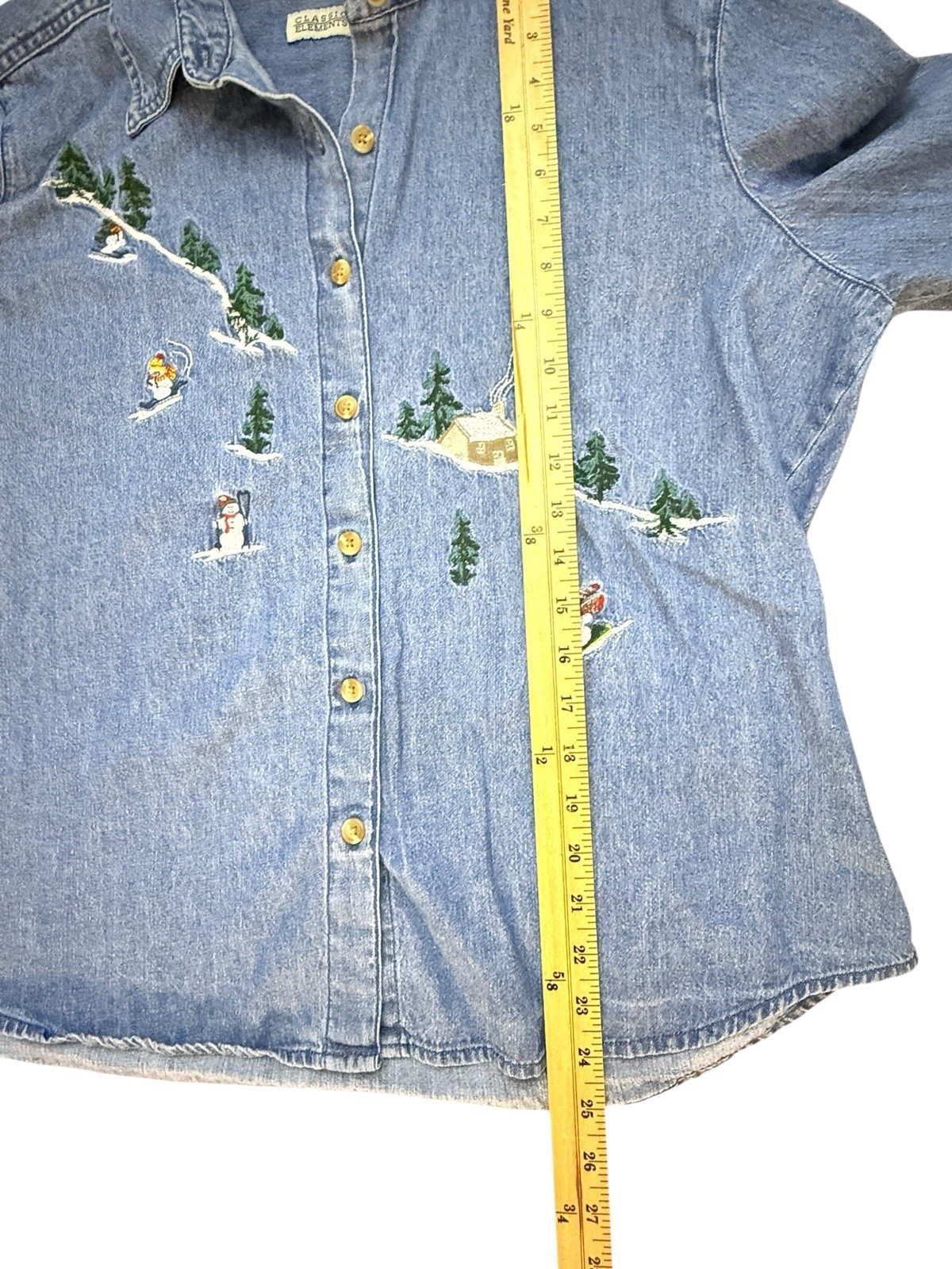 Vtg Basic Elements Christmas Winter Denim Shirt W… - image 7