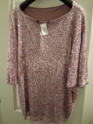 Marina Rinaldi size 29 3x sequined hand embroidered top sweater