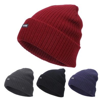 Unisex Strickmütze warm lässig Mützen einfarbig Oversize für Herren kaltes Wetter