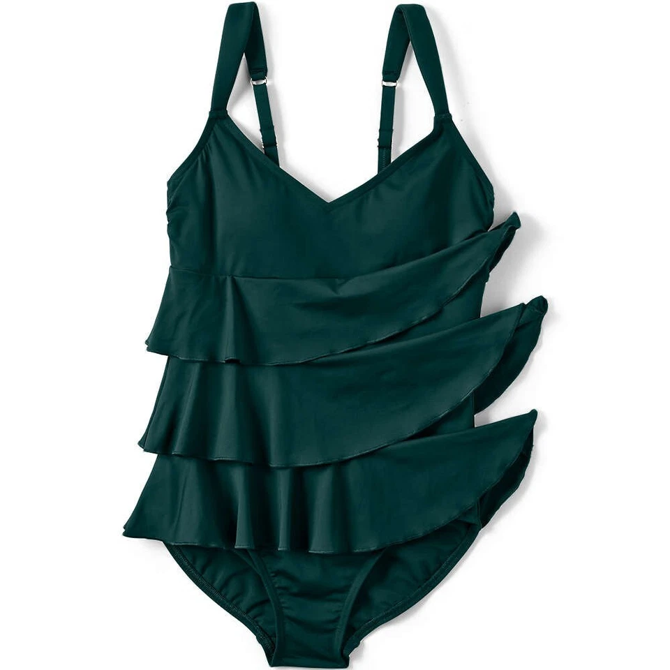 NWT Lands' End Womens Smoothing Ruffle Fauxkini One Piece Swimsuit Size 2-18 CL2 - Image 4 of 4