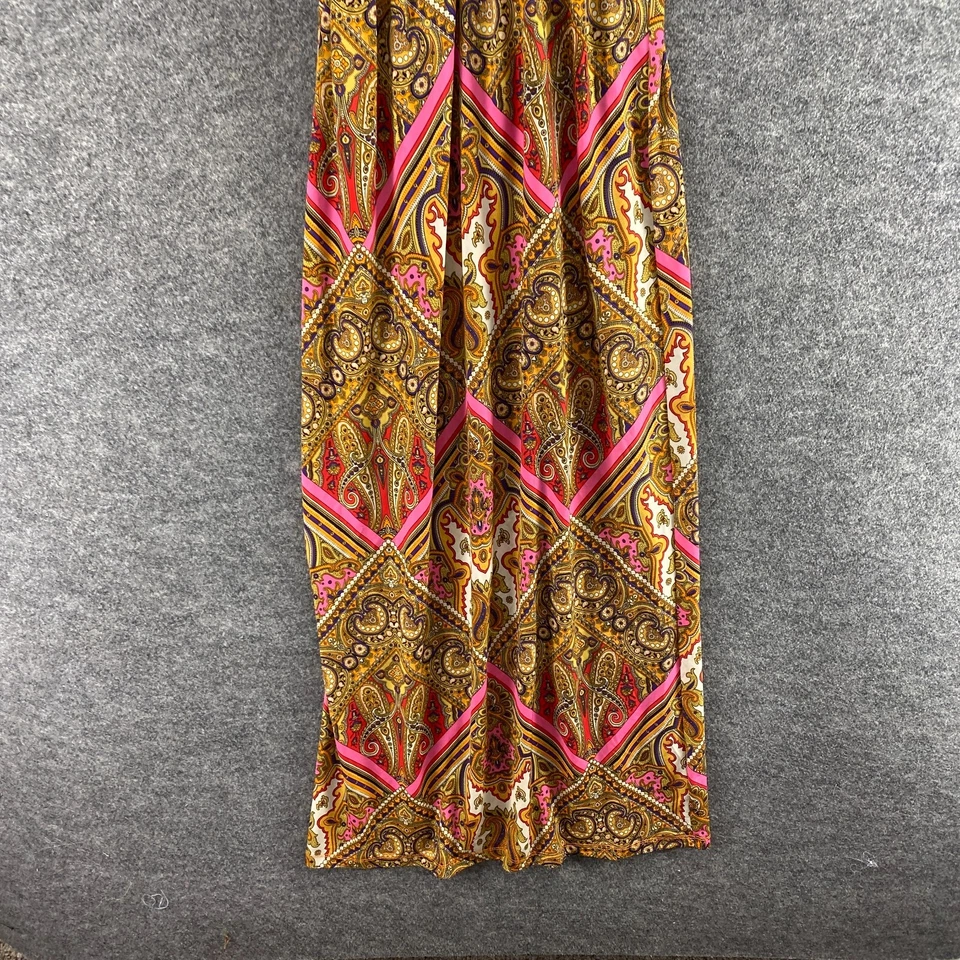 Vestido Phoebe Mujer S Pequeño Marrón Geométrico Maxi Largo Cuello en V Sin Mangas Informal Foto 3 de 4