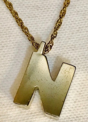 Lot of 2 Letter/Initial ‘N’ Pieces of Jewelry Bracelet & Necklace Chunky - Picture 3 of 9
