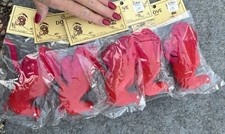 Vintage Raz Ornaments Birds Feathered Dove Red  Pink Wire Feet Christmas Lot 5