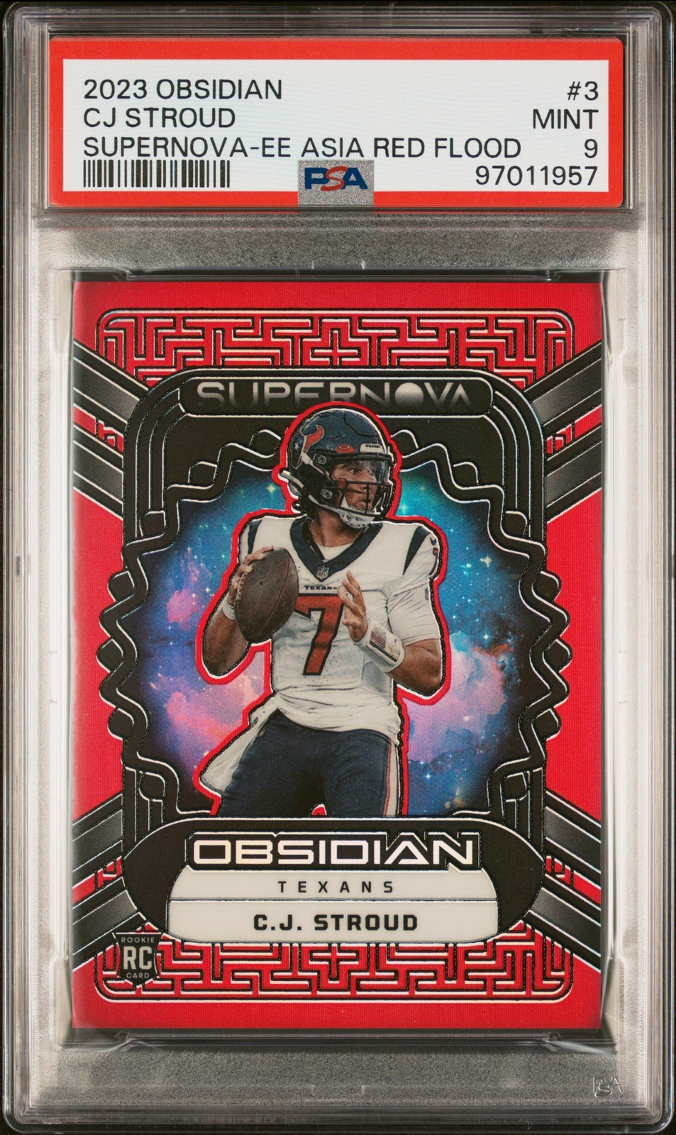 2023 Panini Obsidian CJ Stroud Supernova Asia Red Flood #3 PSA 9