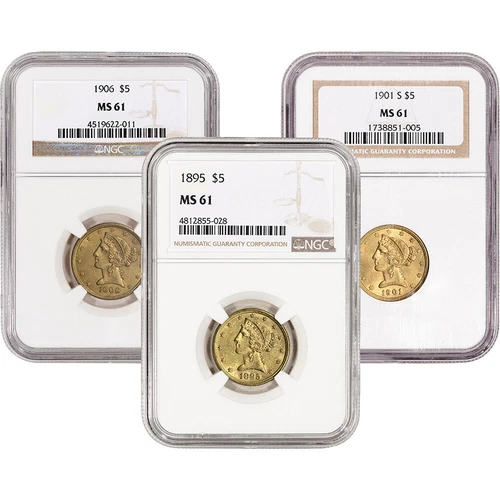US Gold $5 Liberty Head Eagle - NGC MS61 - Random Date and Label