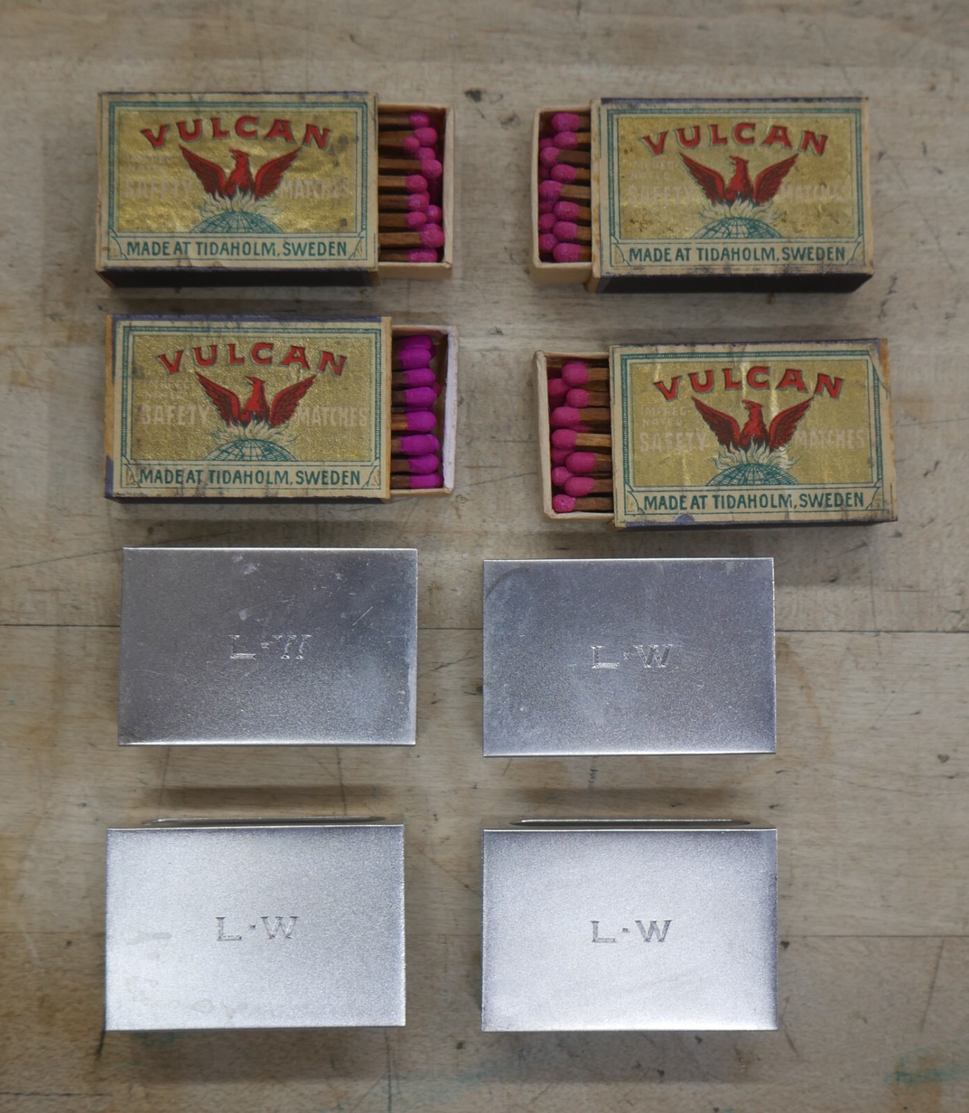 Antique Art Deco Sterling Silver Match Box Cover Holder Lot 4 w/ Vulcan