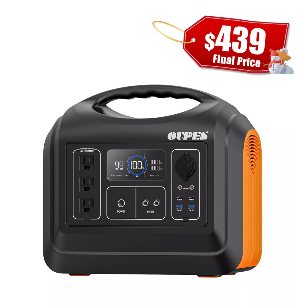 OUPES 1800w Portable Power Station 1800W/1488Wh Solar Generator LiFePO4 Battery