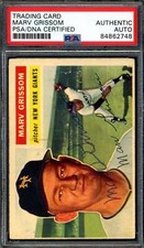 Marv Grissom PSA DNA Signed 1956 Topps Autograph
