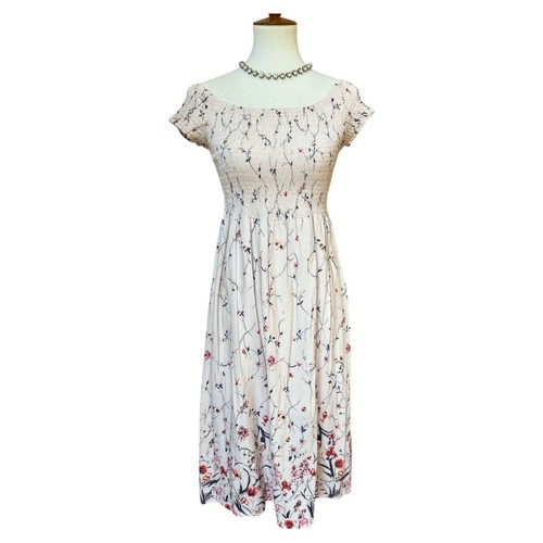 Vestido Floral Bluegrass Ciel Midi Rosa Calado Pequeño
