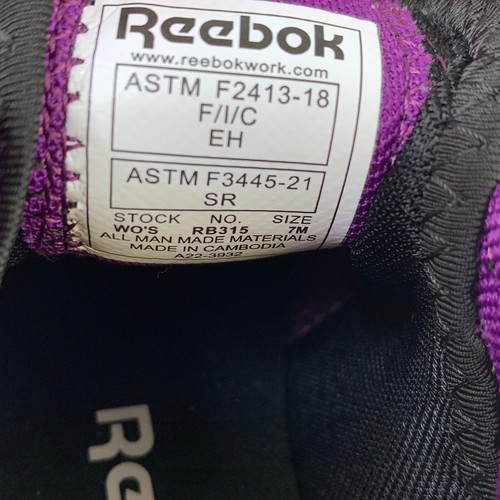 Reebok Fusion Flexweave Cage Damen-Sneaker schwarz lila Comp Toe Arbeitsschuh Größe 7M - Bild 8 von 10
