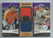 Carlos Correa/Corey Seager 2018 Topps Tribute Dual Relics Purple Book End 50/50