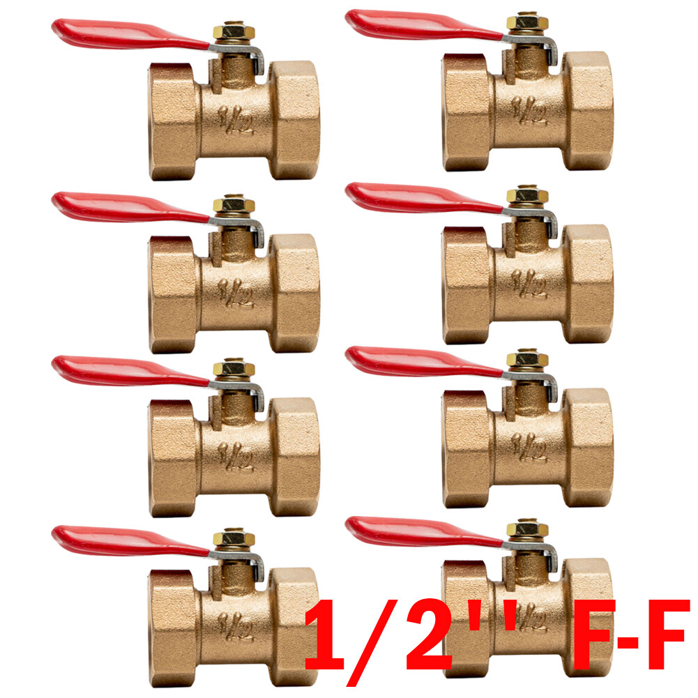 1/2'' Brass Small Ball Valve Female Brass Valve Connector copper Pipe Fitting 8x